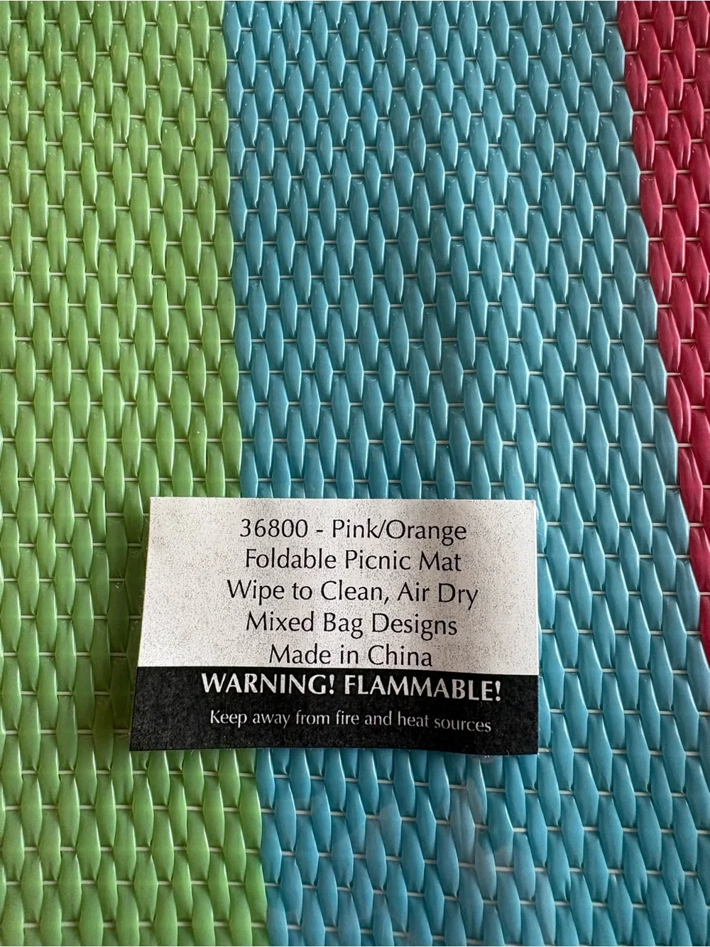 Bright Pink-Trim Multi-Color Stripe picnic and beach mat